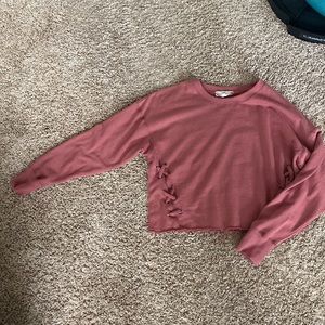 cropped pink rose crew neck